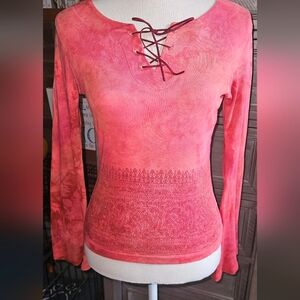 Women's Lace-Up Red Top by Yogi